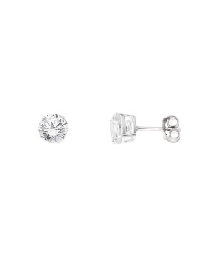 Earrings - 6 Claws - 925 Sterling Silver Rhodium Plated & Round Solitaires 6mm White Zyrconium Oxides - Strollers System - Our jewellery is made in France and will be delivered in a gift box accompanied by a Certificate of Authenticity and International Warranty