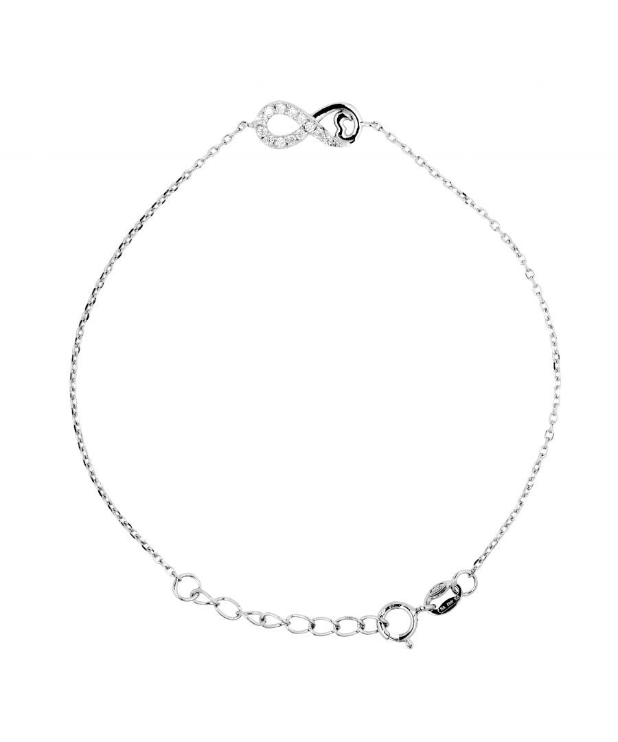 Bracelet INFINITE set Zyrconium Oxydes - 1,2 cm -Milver Plate 925 Sterling Silver - Clasp Ring spring - Length Adjustable from 14 to 19 cm - Our jewellery is made in France and will be delivered in a gift box accompanied by a Certificate of Authenticity and International Warranty