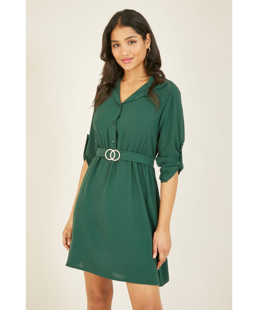 MELA LONDON Circle Ring Belt Shirt Dress