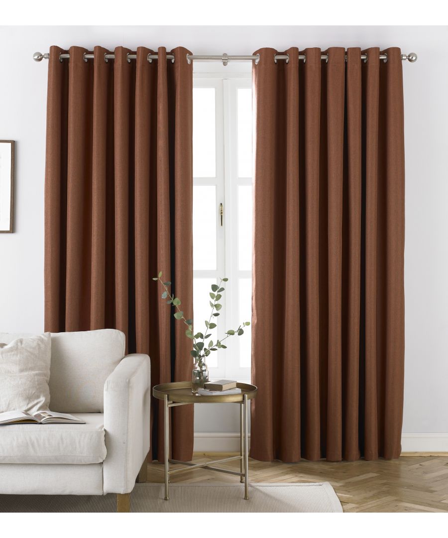 Whether you prefer a bright and cheery room or a more natural atmosphere the Moon curtains have a shade for you. These effective blackout curtains have a 3-pass blackout lining to ensure you have the best sleep of your life. This design of  curtain is an energy efficient choice as they are temperature controlled making your room cool in summer and warm in winter. With stainless steel eyelet holes the Moon curtains are easy to hang and only require a curtain pole for installation.