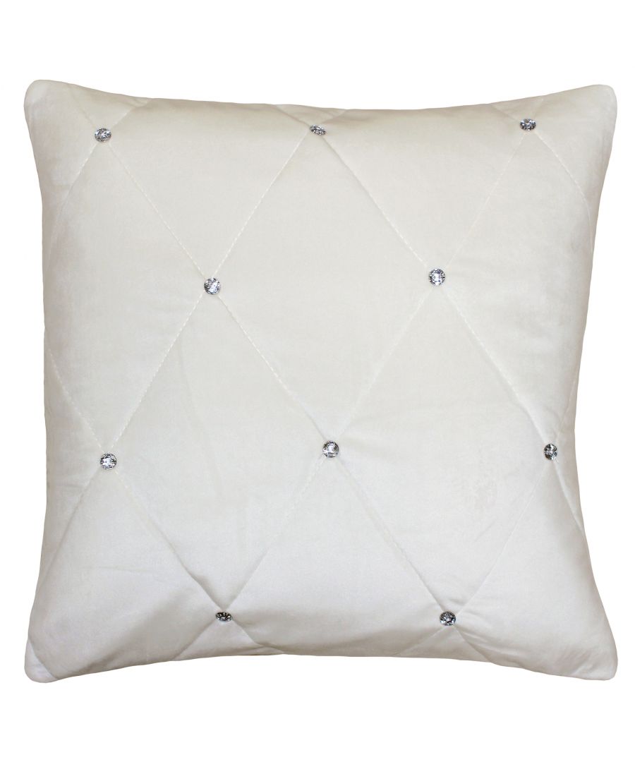 Riva Home New Diamante Poly Cushion 55X55 Cre - Cream Polyester Size One