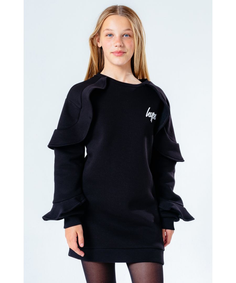 Image for Hype Black Frill Detail Kids Sweat Dress