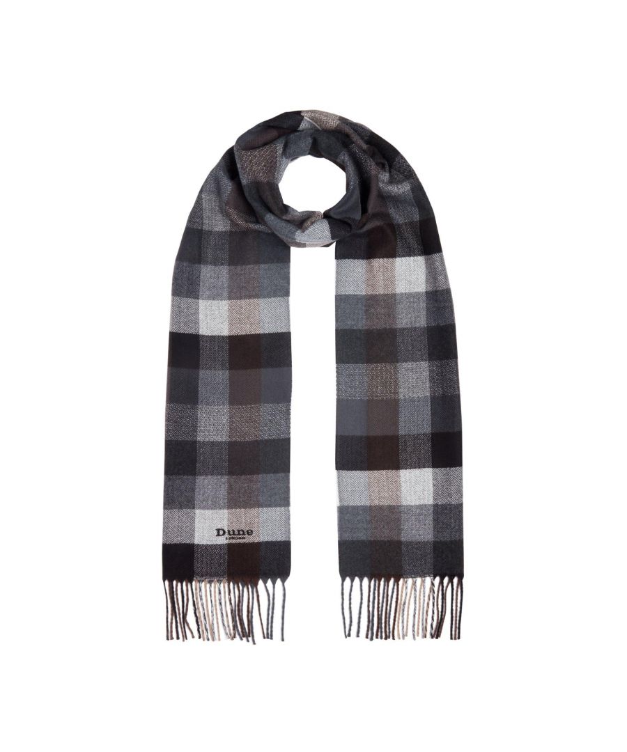 Complement your seasonal edit with this scarf from Dune London. Crafted in cosy and tactile fabrics for added warmth. It will style effortlessly over smart and casual outerwear.