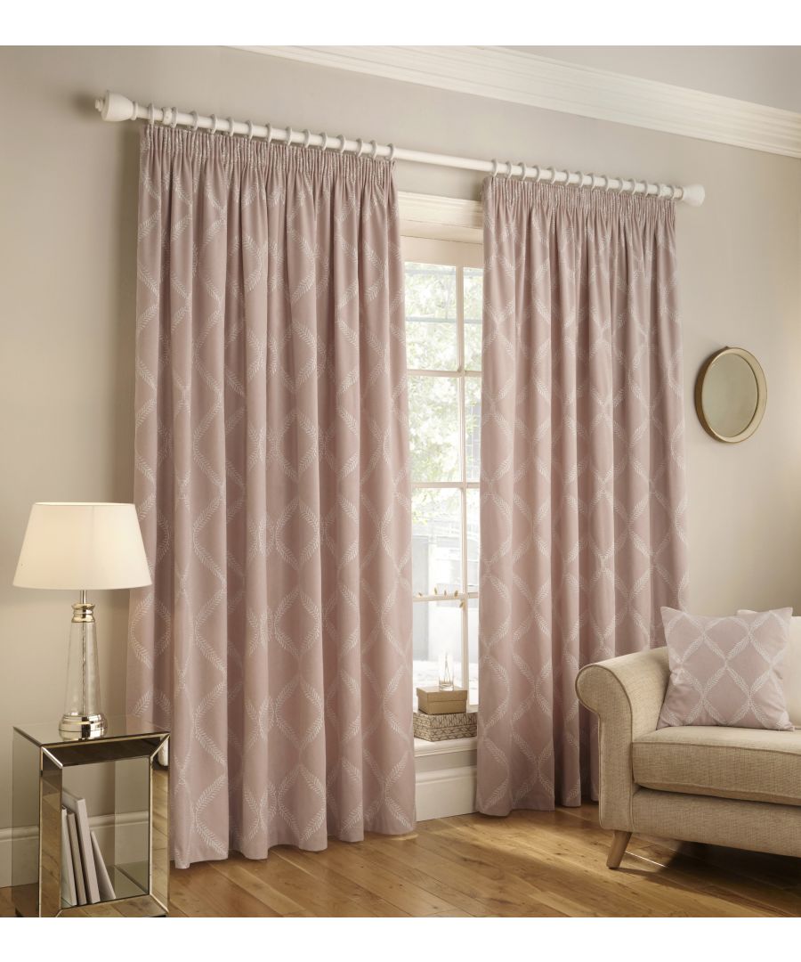 A luxurious, linen-look curtain with delicate lattice embroidery and pencil pleat heading. The Olivia is an elegant design which will fit into both classic and contemporary styled homes.