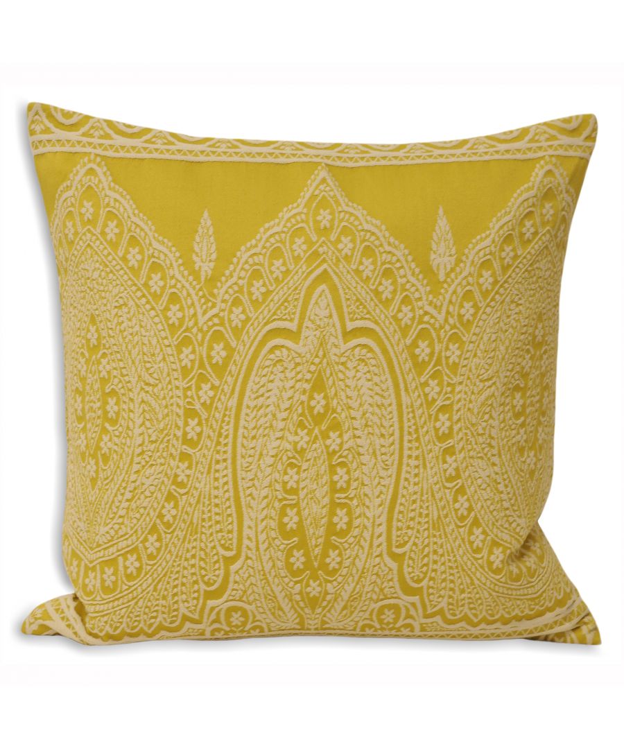 Riva Home Paisley Polyester Filled Cushion - Yellow Size 50cm (w) x (l)