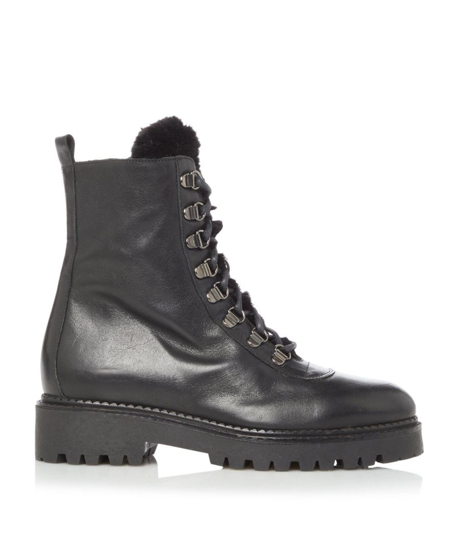 Dune London Womens Ladies PRESTIN Lace-up Leather Boots - Black - Size UK 3