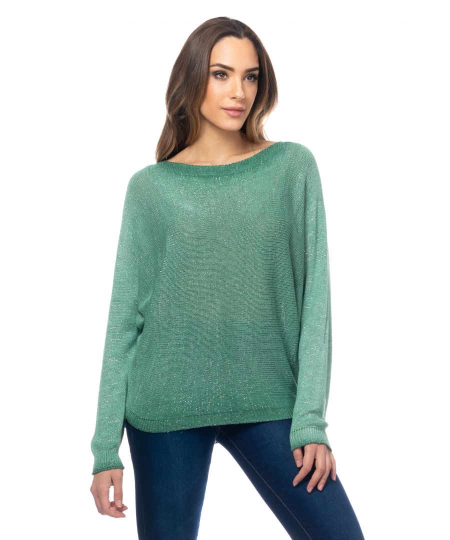 Image for Knit And Lurex Sweater With Zip At The Back And Batwing Sleeves