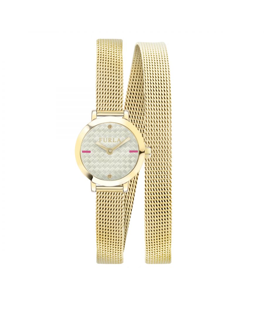furla womens r4253107501 vittoria 21mm 2h yg dial yg mesh band - gold stainless steel - one size