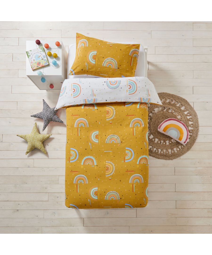 Little Furn Rainbow Tribe Duvet Cover Set - Mustard Cotton - Size Single