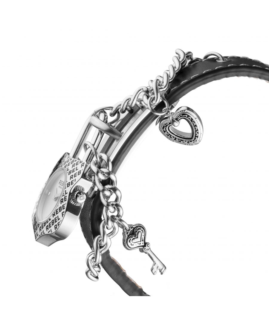 Rebel WoMens Seagate Silver Dial Leather Watch - Black - One Size Rebel WoMens Seagate Silver Dial Leather Watch - Black - One Size