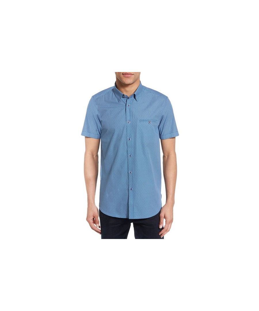 Image for Ted Baker Rinalin Geo Print Cotton Shirt, Blue