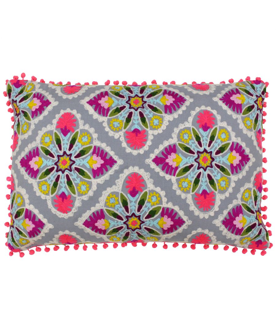 Riva Home Rosa Tile Polyester Filled Cushion - Grey Size 40cm (w) x 60cm (l)