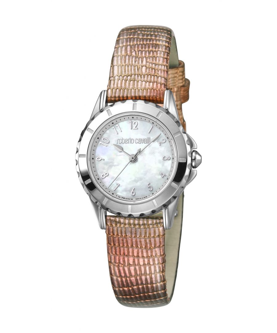 Image for Roberto Cavalli Women's Calfskin Leather Quartz White Dial Watch RV1L049L0016