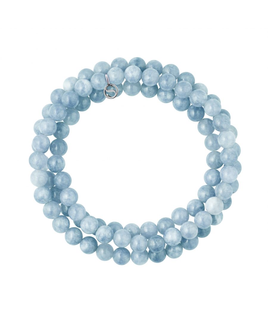 Bracelet Triple Row - AQUAMARINE- Sterling Silver 925 Thousandths Ferrules | HR® elasticated - High Resistance | Manufactured in our French Workshop | Delivered with our prestige box and a certificate of warranty & authenticity