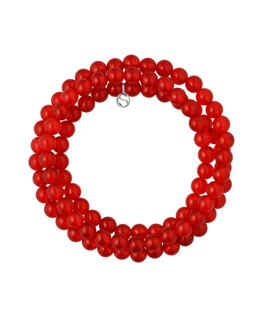 Bracelet Triple Row RED CORNALINE- Sterling Silver 925 Thousandths Ferrules | HR® elasticated - High Resistance | Manufactured in our French Workshop | Delivered with our prestige box and a certificate of warranty & authenticity