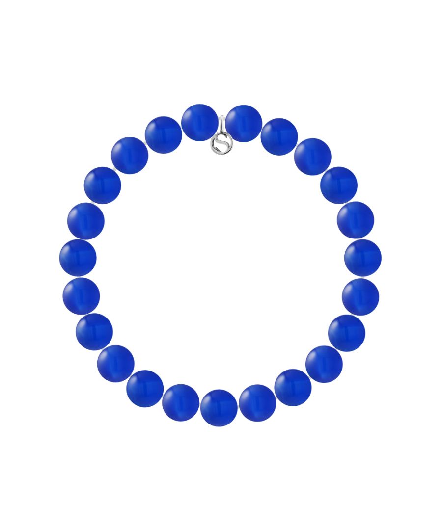 Bracelet - AGATE BLUE NATURELLE- Sterling Silver 925 Thousandths Ferrules | HR® elasticated - High Resistance | Manufactured in our French Workshop | Delivered with our prestige box and a certificate of warranty & authenticity