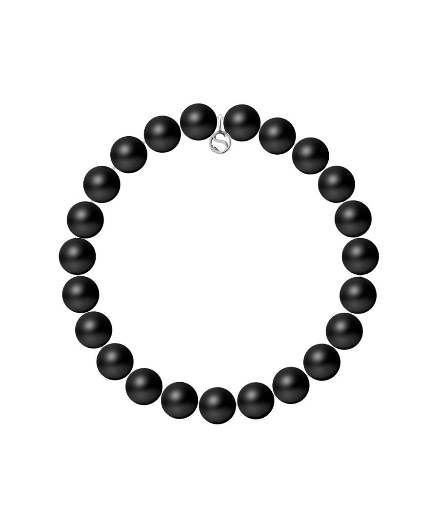 Bracelet - NATURAL MAT BLACK AGATE- Sterling Silver 925 Thousandths Ferrules | HR® elasticated - High Resistance | Manufactured in our French Workshop | Delivered with our prestige box and a certificate of warranty & authenticity