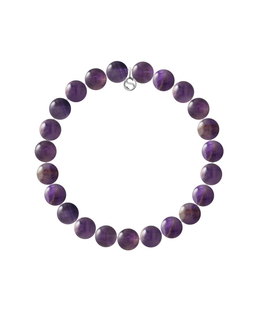 Bracelet - AMETHYSTE STONE- Sterling Silver 925 Thousandths Ferrules | HR® elasticated - High Resistance | Manufactured in our French Workshop | Delivered with our prestige box and a certificate of warranty & authenticity