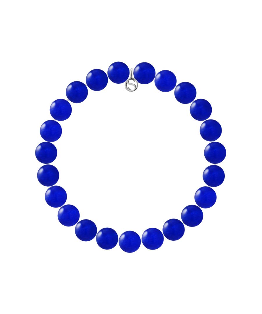 Bracelet Blue Calcedonia- Sterling Silver 925 Thousandths Ferrules | HR® elasticated - High Resistance | Manufactured in our French Workshop | Delivered with our prestige box and a certificate of warranty & authenticity