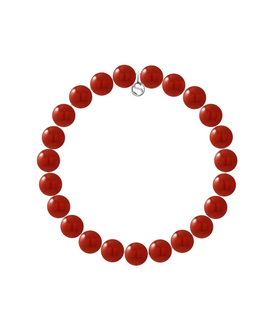 Bracelet RED CORNALINE- Sterling Silver 925 Thousandths Ferrules | HR® elasticated - High Resistance | Manufactured in our French Workshop | Delivered with our prestige box and a certificate of warranty & authenticity