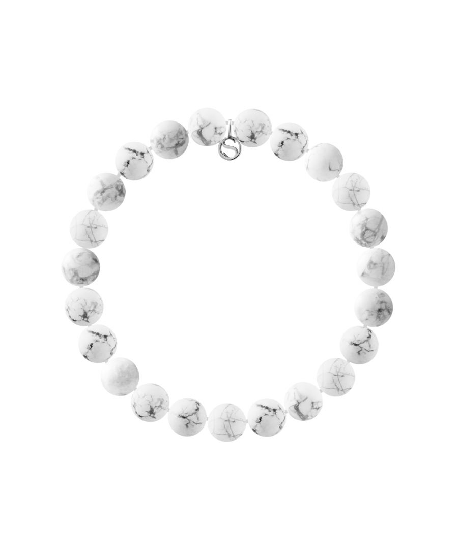 Bracelet Natural White Howlite stone- Sterling Silver 925 Thousandths Ferrules | HR® elasticated - High Resistance | Manufactured in our French Workshop | Delivered with our prestige box and a certificate of warranty & authenticity
