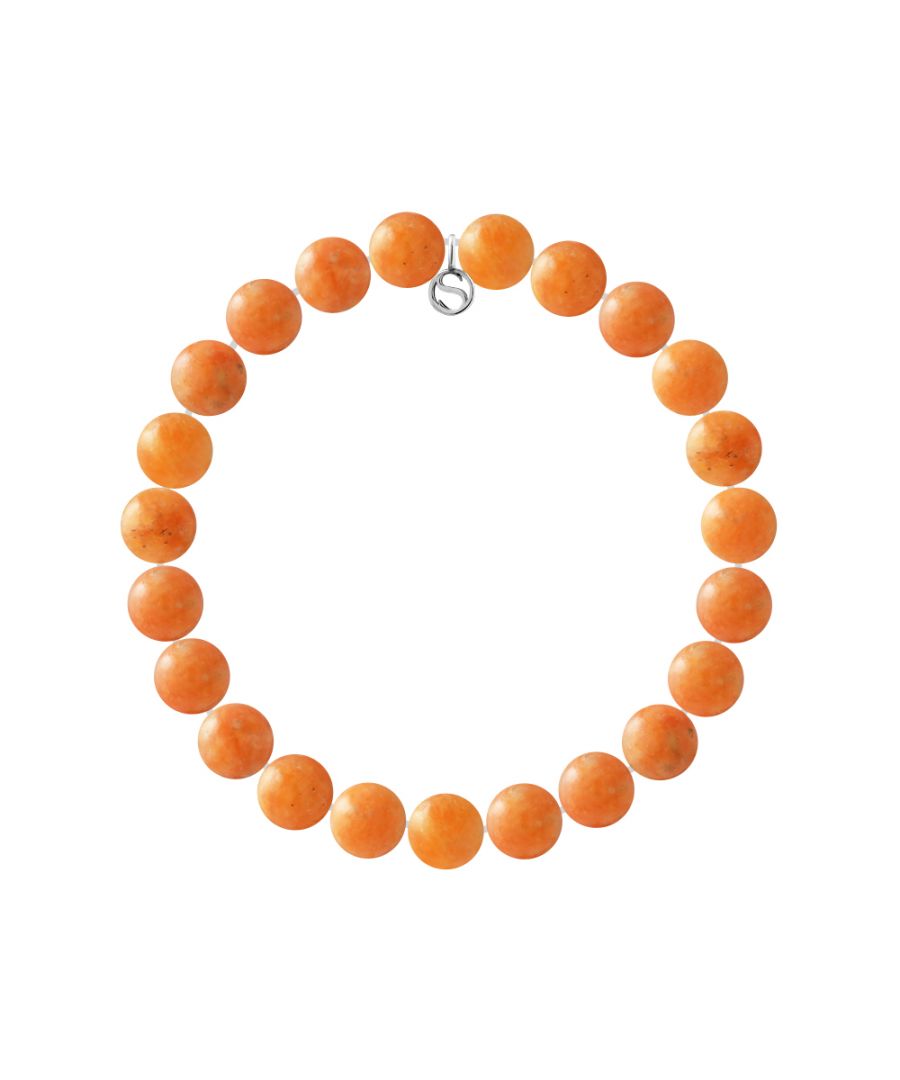 Bracelet Jaspe ORANGE- Sterling Silver 925 Thousandths Ferrules | HR® elasticated - High Resistance | Manufactured in our French Workshop | Delivered with our prestige box and a certificate of warranty & authenticity
