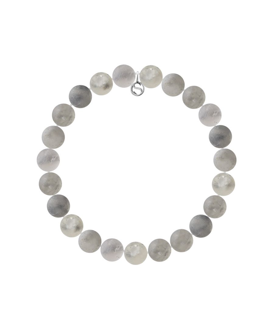 Bracelet - Grey Quartz stone- Sterling Silver 925 Thousandths Ferrules | HR® elasticated - High Resistance | Manufactured in our French Workshop | Delivered with our prestige box and a certificate of warranty & authenticity
