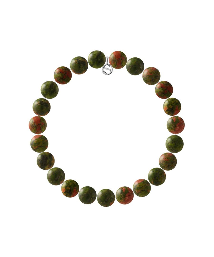 Bracelet - UNAKITE- Sterling Silver 925 Thousandths Ferrules | HR® elasticated - High Resistance | Manufactured in our French Workshop | Delivered with our prestige box and a certificate of warranty & authenticity