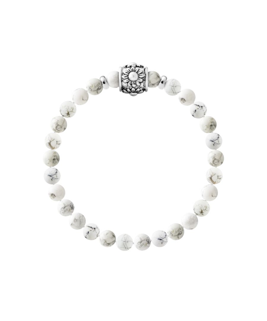 Bracelet Pure Gem | Natural White Howlite stone | Ferrules 
