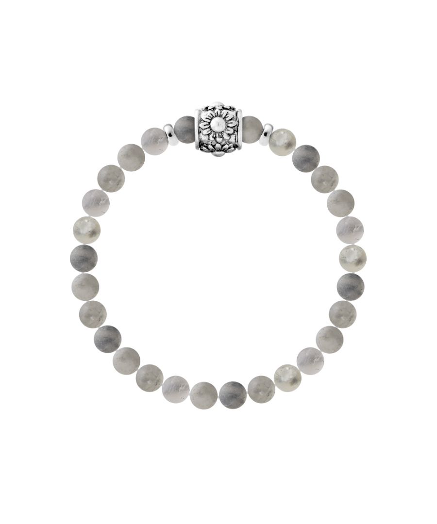 Bracelet Pure Gem | Grey Quartz stone | Ferrules 
