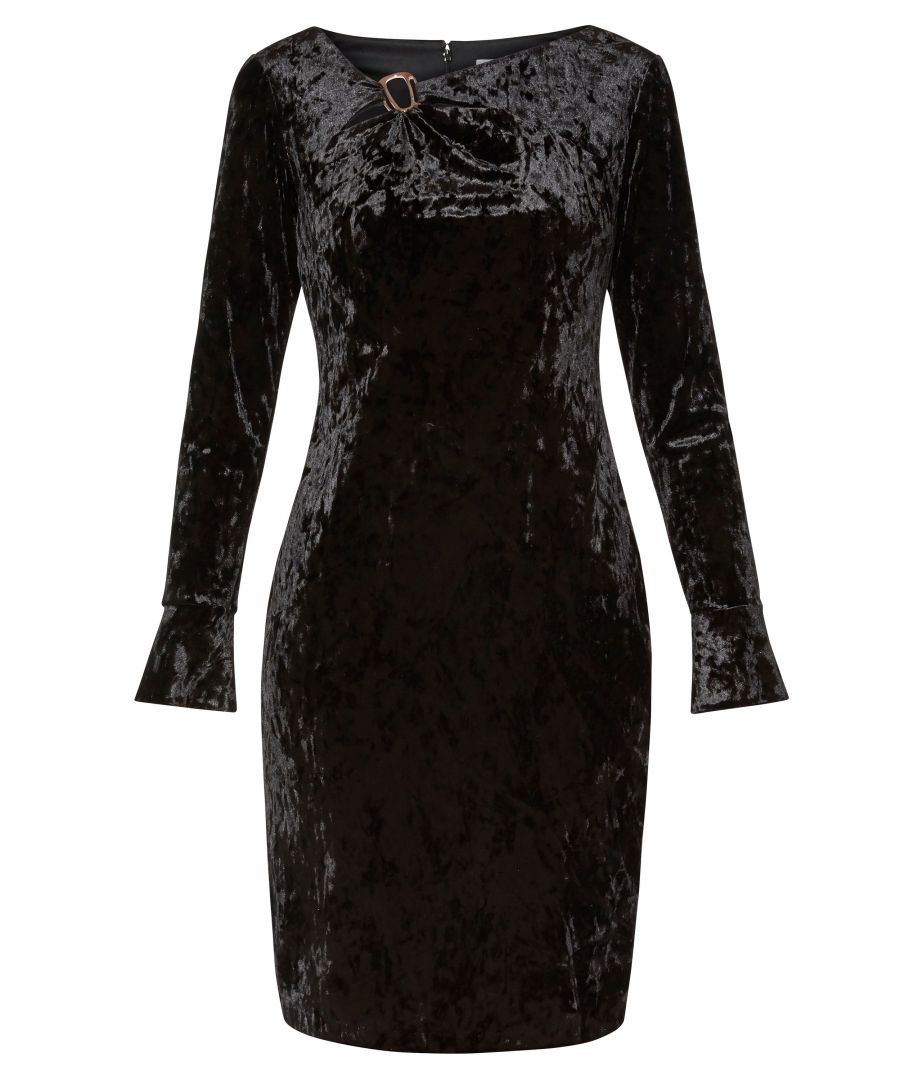 Image for Gina Bacconi Cecilia Crushed Velvet Dress in Black