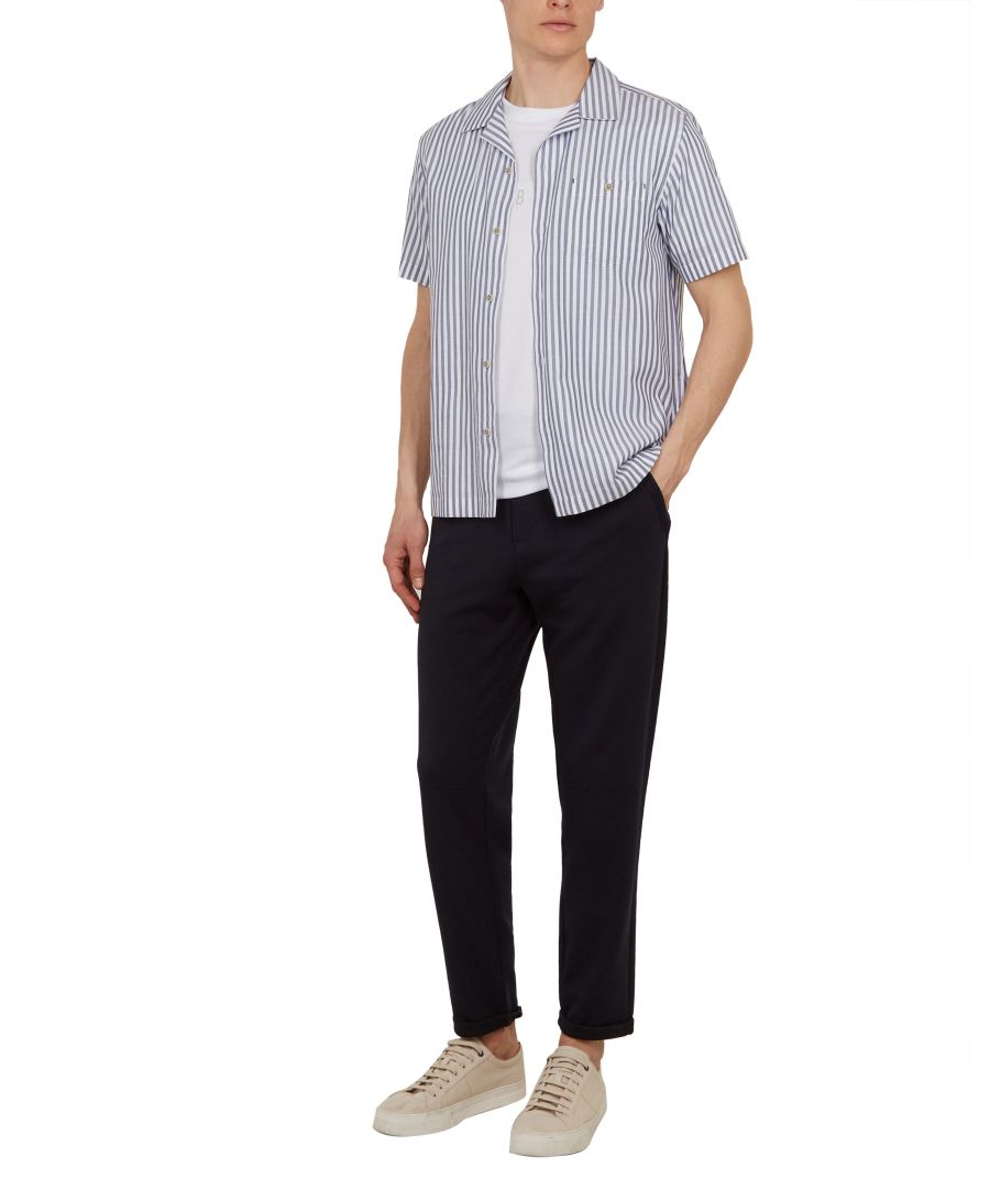 Image for Ted Baker Long Short-Sleeved Revere Striped Shirt, Blue