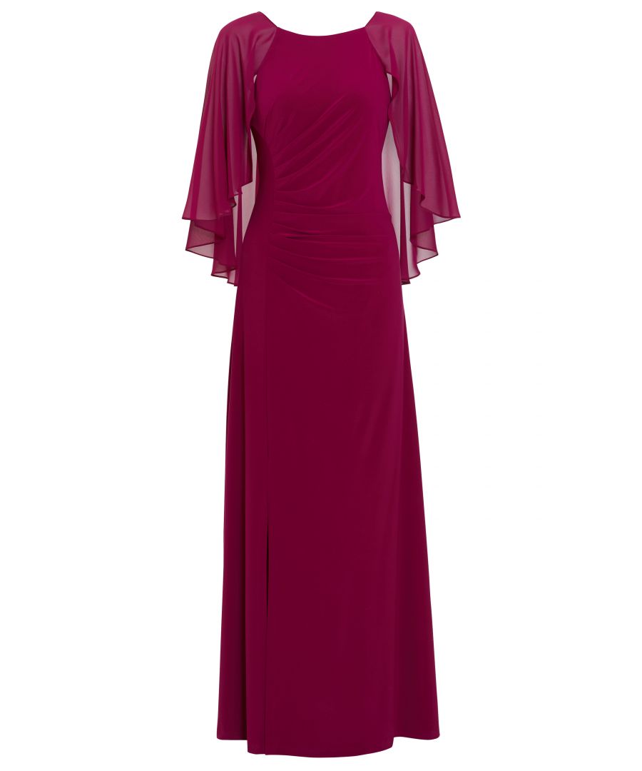 Image for Gina Bacconi Charlotte Cape Maxi Dress in Purple
