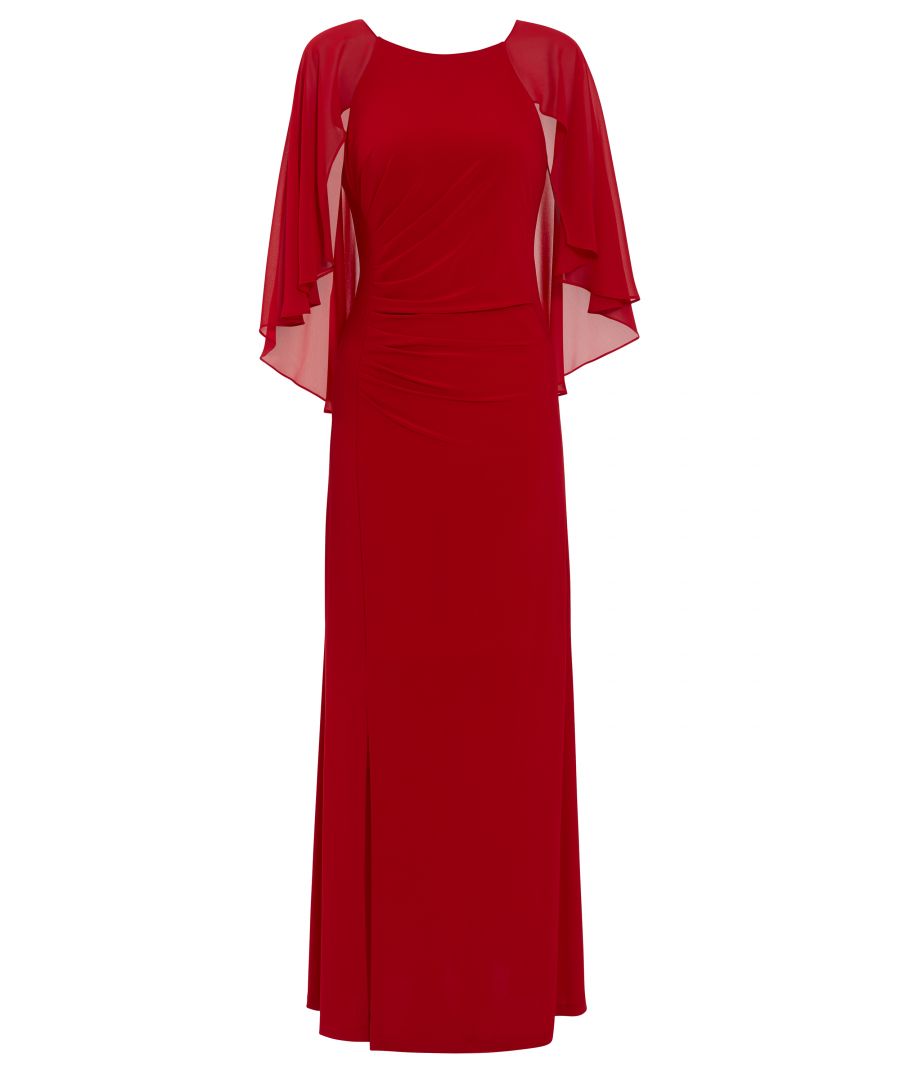 Image for Gina Bacconi Charlotte Cape Maxi Dress in Red