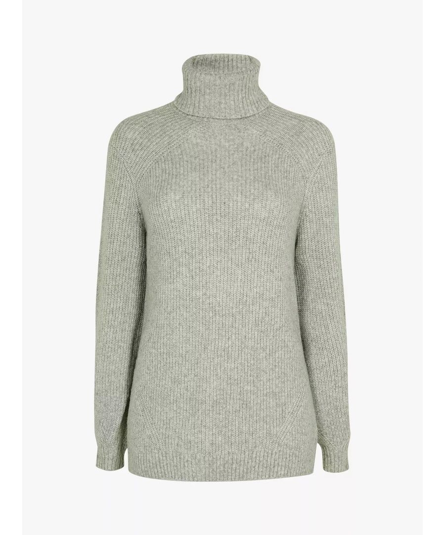 Image for Ted Baker Sylinaa Chunky Wool Blend Roll Neck Jumper in Light Grey