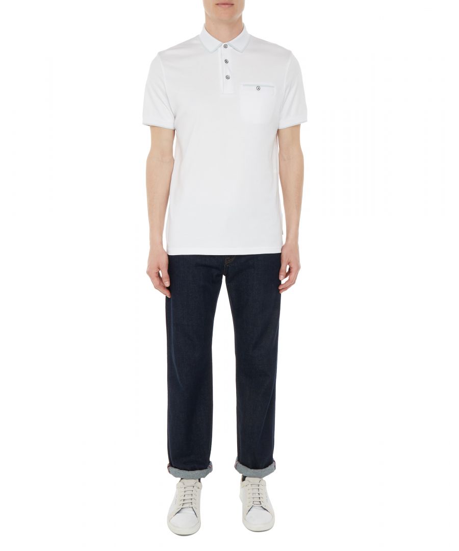 Image for Ted Baker Jelly Short-sleeved Flat Knit Collar Polo, White