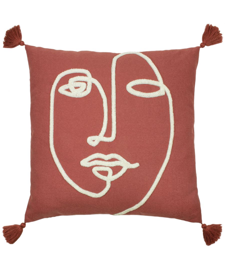 furn. Uno Face Cushion - Red - Size 45cm (w) x 45cm (l)