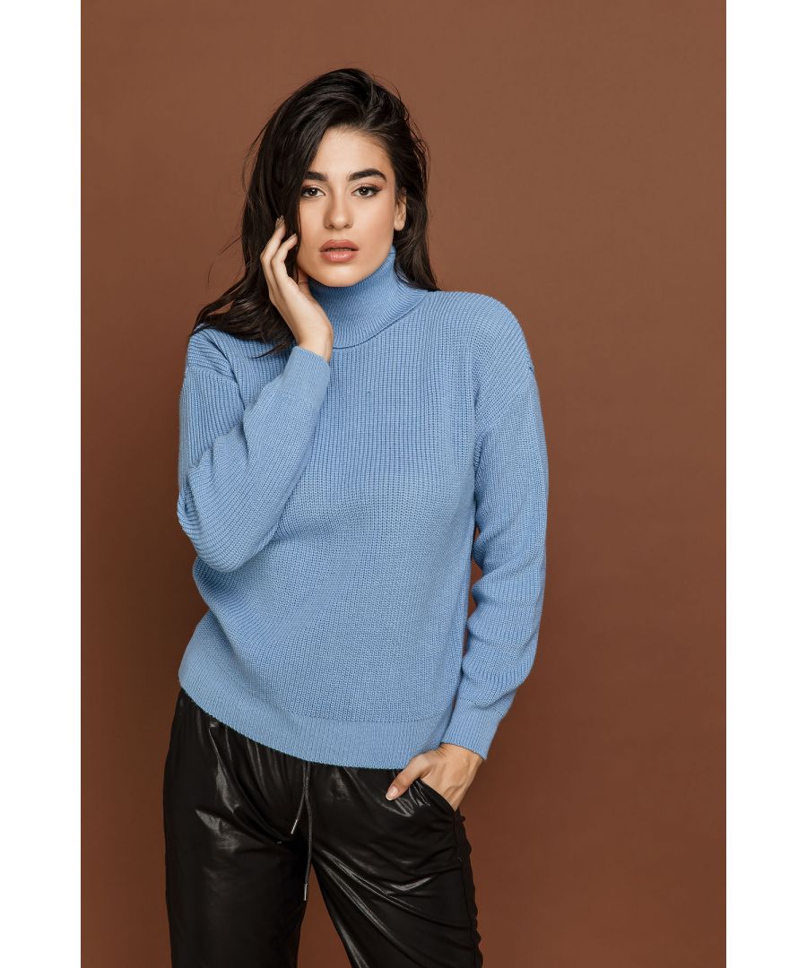 Image for Blue Turtleneck Pullover by Si Fashion