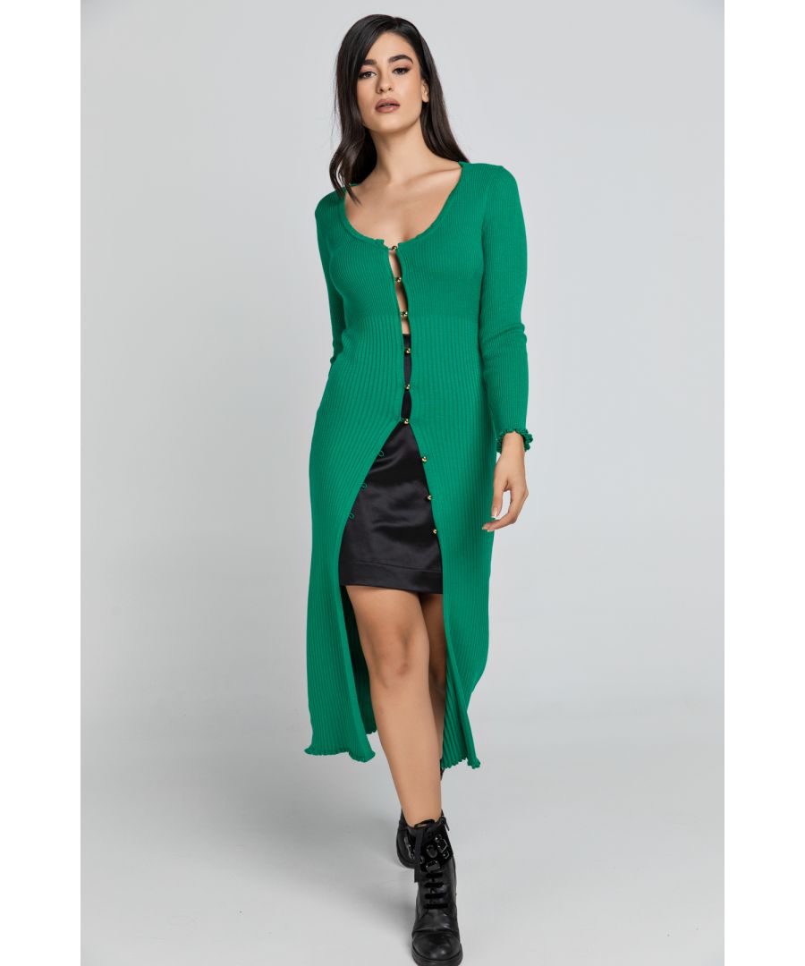 Image for Long Green Knit Cardigan