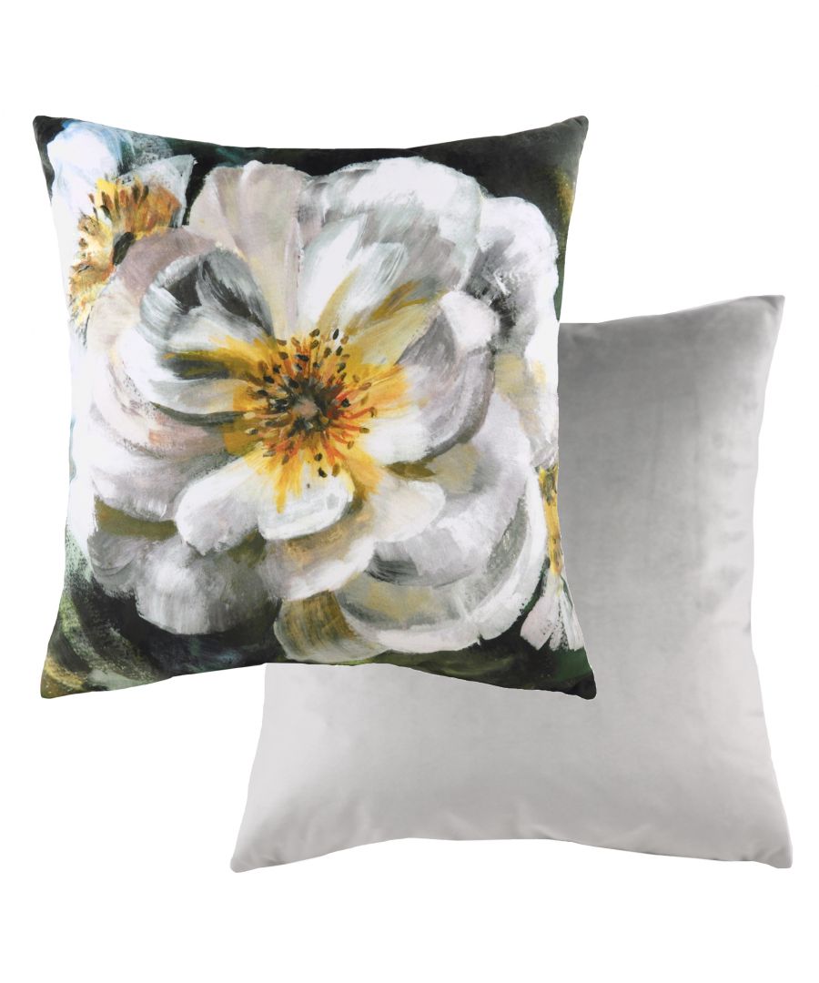 Liven up your living with this Winter Floral cushion. This English Rose is captured in full bloom in a beautiful and bold hand painted style. With matching velvet reverse this design is sure to add feeling of luxe to your interior, pair with bold and rich colours to achieve full impact in your interior.