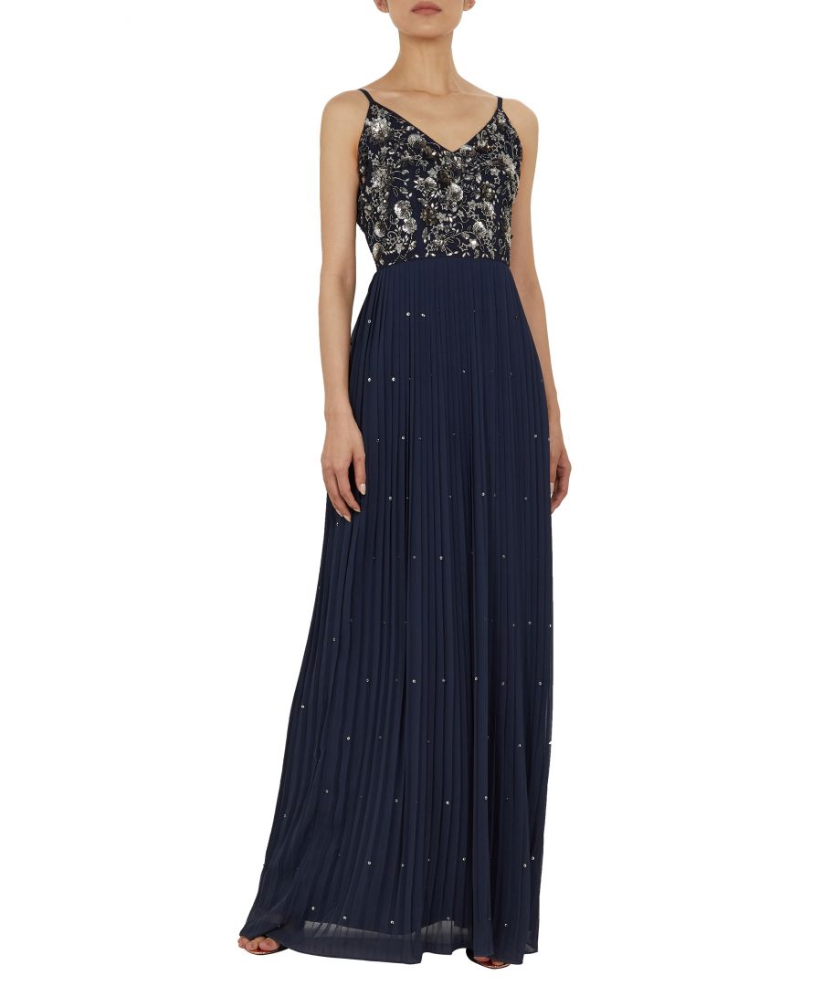 Image for Ted Baker Takkara Strappy Embellished Maxi Dress in Navy