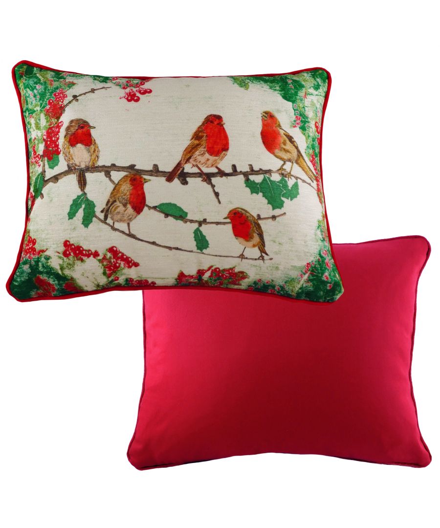 Add some character to your home with this lovely hand painted Christmas Robin cushion. The cluster of Robins perched between Winterberry Holly will bring a sense of cosiness to your home during the colder months, pair with other neutral soft furnishings to allow this design to take centre stage or place it perfectly into your festive interior.