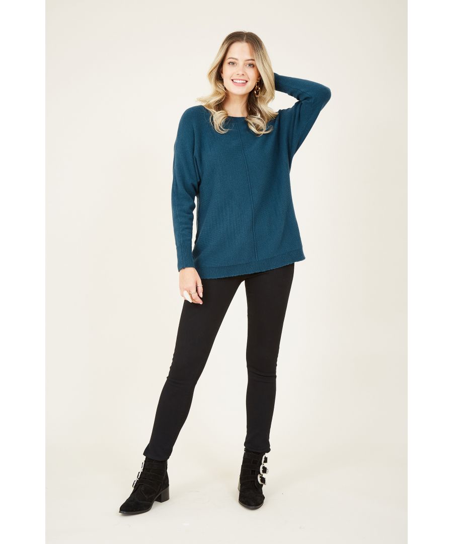 Image for Yumi Teal Relaxed Dropped Sleeve Jumper