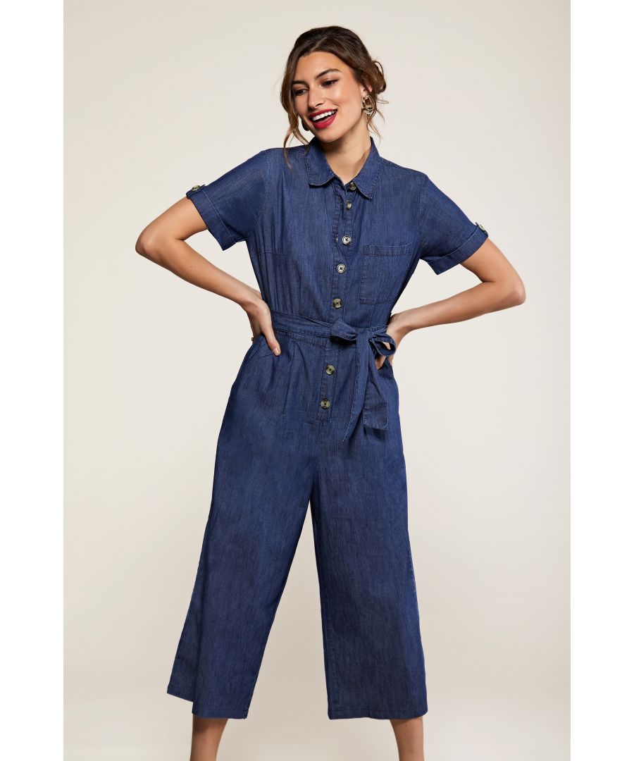 Image for Denim Jumpsuit With Button Detail