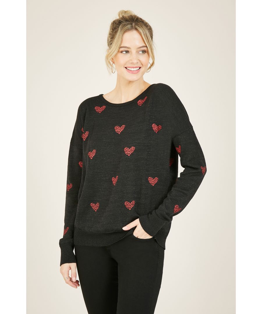 Elevate your knitwear with our new retro-inspired Heart Knitted Jumper. Made from the softest of fabrics and cut to a slouchy shape, it's enhanced by pretty hearts for a feminine touch. Style with jeans and a blazer for the day and leather trousers for the evening.