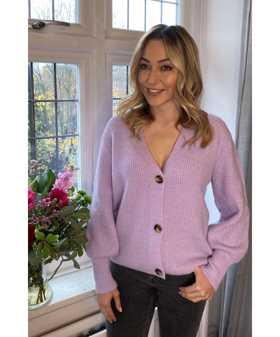 Image for Yumi Lilac Button Front Knitted Cardigan
