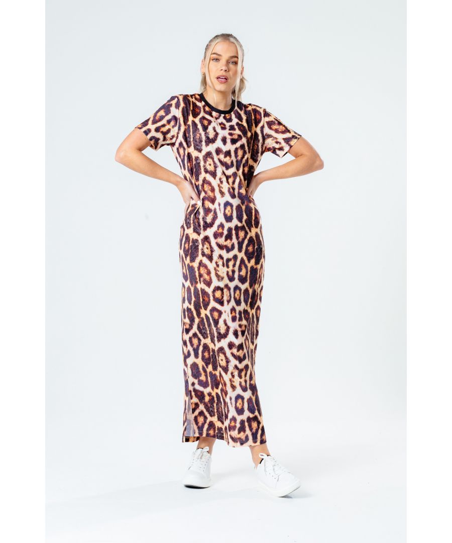 The easiest look you'll ever pull together, the HYPE. leopard maxi dress. Designed in a neutral brown colour palette with an all-over leopard inspired design in our women's maxi dress t-shirt shape. In a 95% poly fabric base for the ultimate comfort and breathable space. Wear with chunky trainers, cat eye sunnies and cross body bag to complete the look. Machine washable.