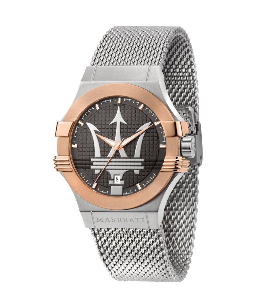 Robuust rosegoud- en zilverkleurig heren horloge van het merk Maserati. Het horloge heeft een polsbandje dat ook kleiner gemaakt kan worden, de kast heeft een diameter van 42mm en het uurwerk is van Quartz.  Merk: MaseratiModelnaam: R8853108007 (42mm)Categorie: heren horlogeMaterialen: edelstaalKleur: zilver, rose, grijs
