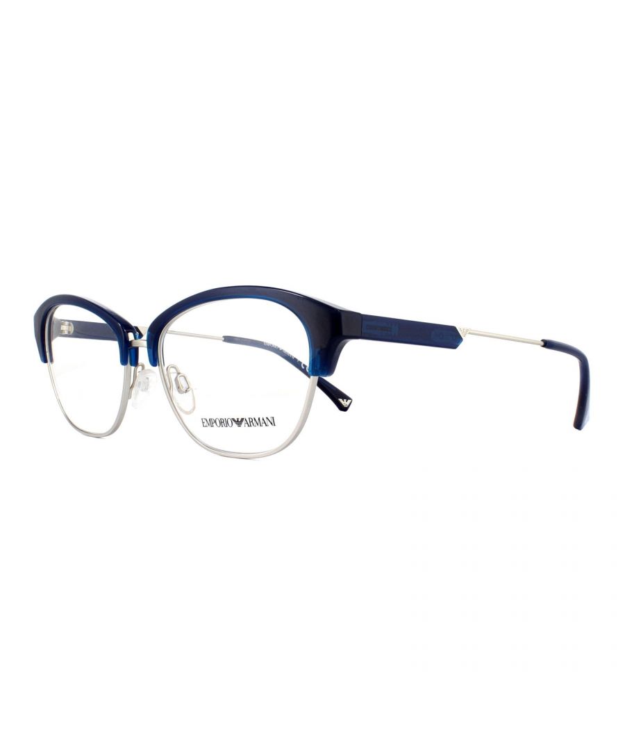 Emporio Armani bril EA 3115 5612 Blauw en zilver 54 mm hebben een premium plastic frame in een rechthoekige vorm die is ontworpen voor vrouwen