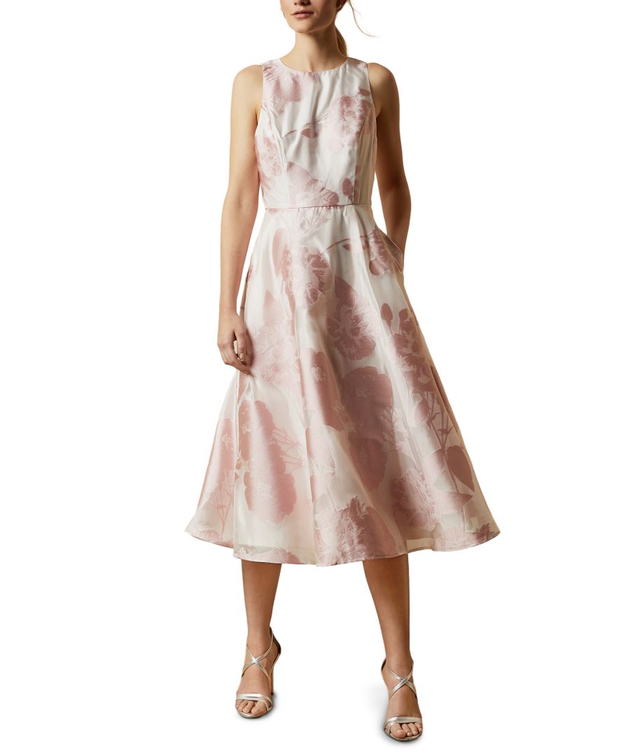 Image for Ted Baker Wylieh Sleeveless Floral Midi Dress, Dusky Pink
